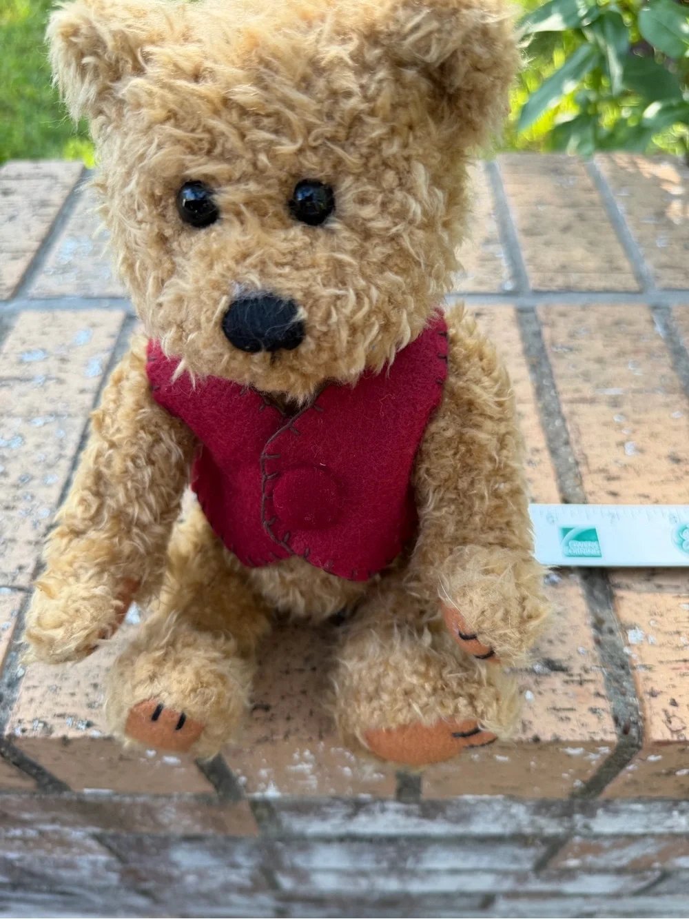 Vintage 1997 Gibson Greetings Classic Plush Teddy Bear with Red Vest - Kids Toys